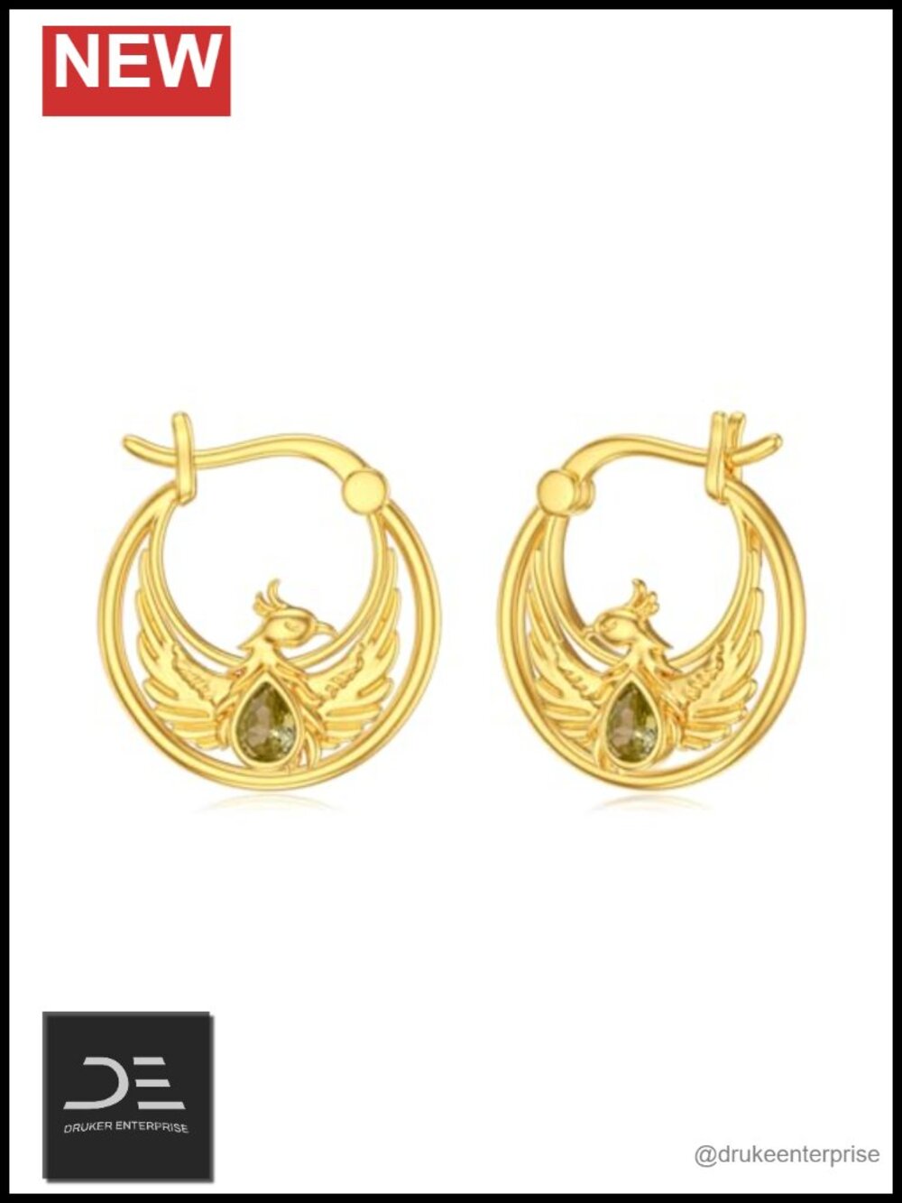 Phoenix Earrings Women 925 Sterling Silver Gold Plated with Natural Citrine